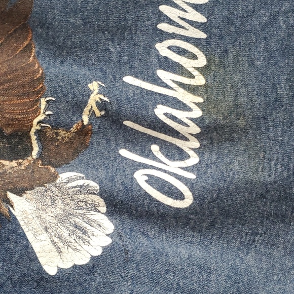 Vintage Kansas City 90s Blue Oklahoma Eagle Short Sleeve  Men T-shirt Size L - Picture 3 of 9